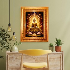 Lord Gautam Buddha Golden Designer Photo Frame | 16x20 Inch Religious Wall Hanging Frame For Home & Office Decoration | Hindu Deity Spiritual Gift Item Lord Gautam Buddha Golden Designer Photo Frame | 16x20 Inch Religious Wall Hanging Frame For Home & Office Decoration | Hindu Deity Spiritual Gift Item