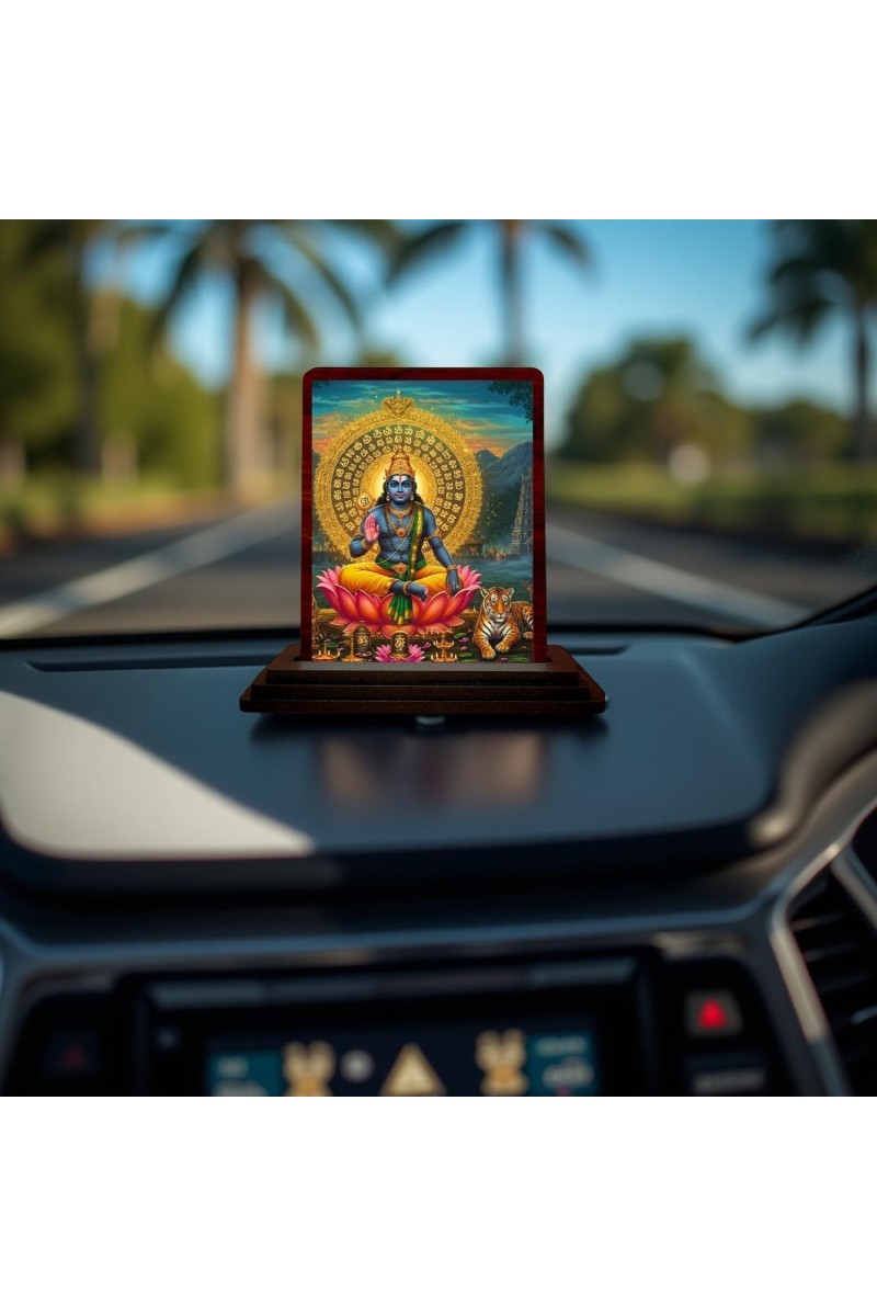 Car Desk/Table Top Lord Surya Deva Wooden Photo Stand 3x4 Inches, Compact & Stylish Spiritual Display For Car, Home & Office (Pack Of 1) (F14459)