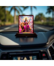 Car Desk/Table Top Goddess Durga Wooden Photo Stand 3x4 Inches, Compact & Stylish Spiritual Display For Car, Home & Office (Pack Of 1) (F14346)