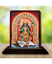 Car Desk/Table Top Maa Kali Matha Wooden Photo Stand 3x4 Inches, Compact & Stylish Spiritual Display For Car, Home & Office (Pack Of 1) (F14140)
