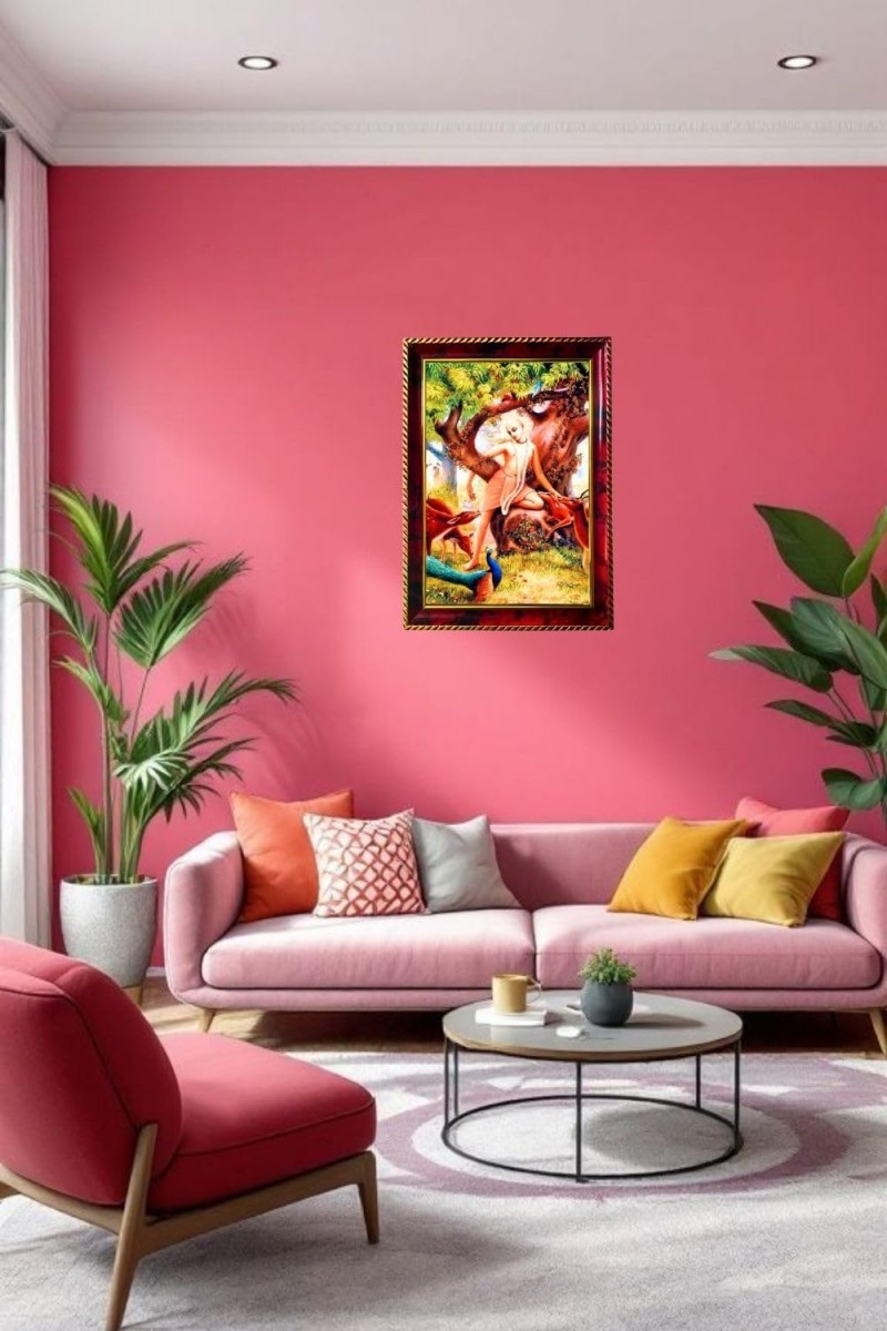 Sri Chaitanya Mahaprabhu Photo Frame For Wall & Table | 7x9 Inch Golden Cherry Finish | Decorative Sri Chaitanya Mahaprabhu Photo Frame For Home, Office & Pooja Room (F11551)