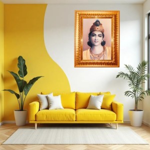 Bhagavan Krishna Golden Designer Photo Frame | 16x20 Inch Religious Wall Hanging Frame For Home & Office Decoration | Hindu Deity Spiritual Gift Item Bhagavan Krishna Golden Designer Photo Frame | 16x20 Inch Religious Wall Hanging Frame For Home & Office Decoration | Hindu Deity Spiritual Gift Item