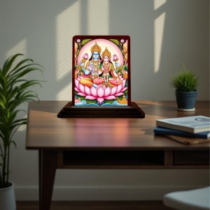 Car Desk/Table Top Lord Vishnu Lakshmi Wooden Photo Stand 3x4 Inches, Compact & Stylish Spiritual Display For Car, Home & Office (Pack Of 1) (F14443) Car Desk/Table Top Lord Vishnu Lakshmi Wooden Photo Stand 3x4 Inches, Compact & Stylish Spiritual Display For Car, Home & Office (Pack Of 1) (F14443)