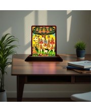 Car Desk/Table Top Gau Mata Wooden Photo Stand 3x4 Inches, Compact & Stylish Spiritual Display For Car, Home & Office (Pack Of 1) (F15059)