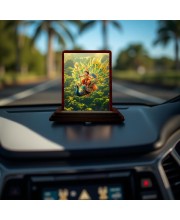 Car Desk/Table Top Lord Murugan Wooden Photo Stand 3x4 Inches, Compact & Stylish Spiritual Display For Car, Home & Office (Pack Of 1) (F14364)