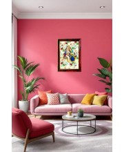 Radha Krishna Photo Frame For Wall & Table | 7x9 Inch Golden Cherry Finish | Decorative Radha Krishna Photo Frame For Home, Office & Pooja Room (F11428)
