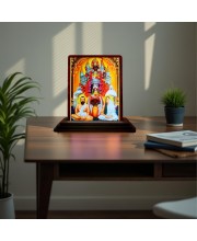 Car Desk/Table Top Kali Maa With Sri Ramakrishna Paramahamsa And Maa Sarada Devi Wooden Photo Stand 3x4 Inches, Compact & Stylish Spiritual Display For Car, Home & Office (Pack Of 1) (F15095)