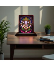 Car Desk/Table Top Lord Ganesha Wooden Photo Stand 3x4 Inches, Compact & Stylish Spiritual Display For Car, Home & Office (Pack Of 1) (F15073)