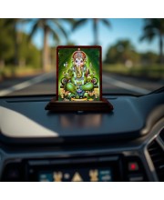 Car Desk/Table Top Lord Ganesha Wooden Photo Stand 3x4 Inches, Compact & Stylish Spiritual Display For Car, Home & Office (Pack Of 1) (F14159)