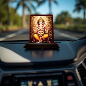 Car Desk/Table Top Lord Ganesha Wooden Photo Stand 3x4 Inches, Compact & Stylish Spiritual Display For Car, Home & Office (Pack Of 1) (F14158) Car Desk/Table Top Lord Ganesha Wooden Photo Stand 3x4 Inches, Compact & Stylish Spiritual Display For Car, Home & Office (Pack Of 1) (F14158)