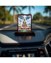 Car Desk/Table Top Lord Shiva Wooden Photo Stand 3x4 Inches, Compact & Stylish Spiritual Display For Car, Home & Office (Pack Of 1) (F14530)