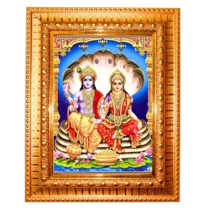 Lord Vishnu And Goddess Lakshmi Golden Designer Photo Frame | 18x22 Inch Religious Wall Hanging Frame For Home & Office Decoration | Hindu Deity Spiritual Gift Item Lord Vishnu And Goddess Lakshmi Golden Designer Photo Frame | 18x22 Inch Religious Wall Hanging Frame For Home & Office Decoration | Hindu Deity Spiritual Gift Item