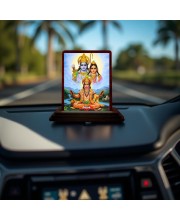 Car Desk/Table Top Lord Rama And Sita And Hanuman Wooden Photo Stand 3x4 Inches, Compact & Stylish Spiritual Display For Car, Home & Office (Pack Of 1) (F14296)