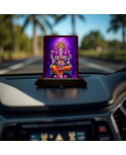 Car Desk/Table Top Lord Ganesha Wooden Photo Stand 3x4 Inches, Compact & Stylish Spiritual Display For Car, Home & Office (Pack Of 1) (F14172)