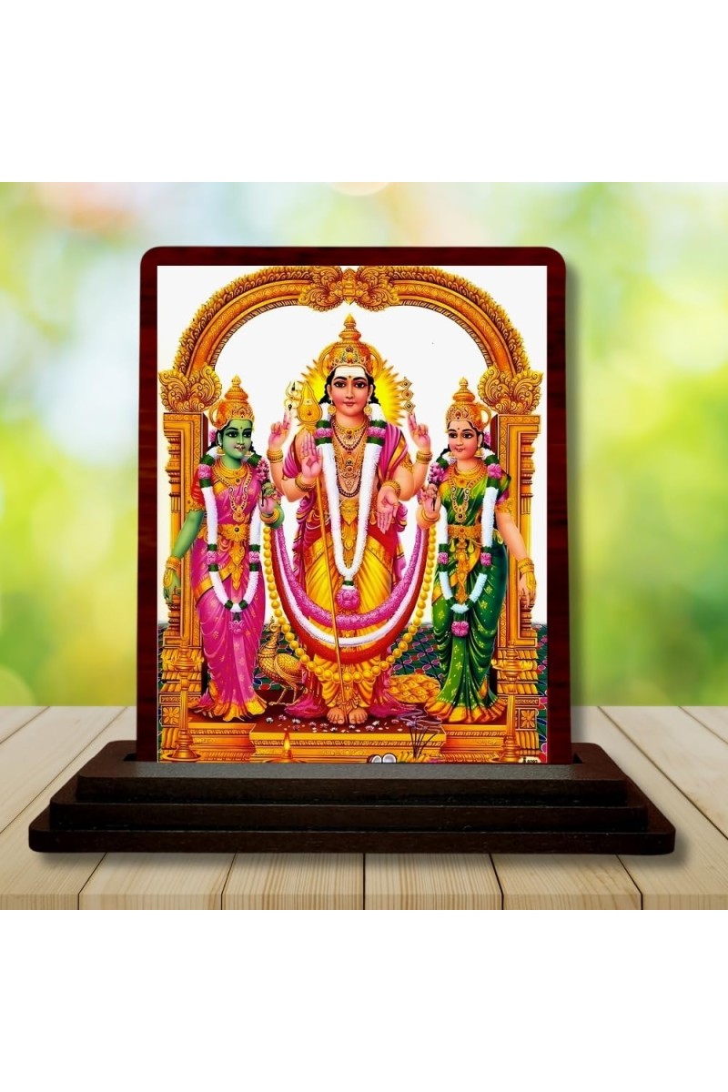 Car Desk/Table Top Lord Murgun Wooden Photo Stand 3x4 Inches, Compact & Stylish Spiritual Display For Car, Home & Office (Pack Of 1) (F15177)