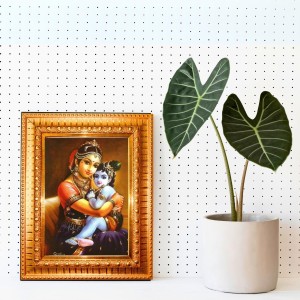 Yashoda Lord Krishna Golden Designer Photo Frame | 14x18 Inch Religious Wall Hanging Frame For Home & Office Decoration | Hindu Deity Spiritual Gift Item Yashoda Lord Krishna Golden Designer Photo Frame | 14x18 Inch Religious Wall Hanging Frame For Home & Office Decoration | Hindu Deity Spiritual Gift Item