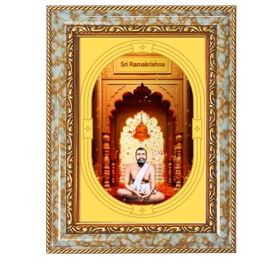 Sri Ramkrishna Spiritual Guru Digital Photo In Designer Frame, Size 10x16 Inch | Hindu Religious Picture For Home Temple, Office & Gift | Wall Art & Pooja Decor (F10415)