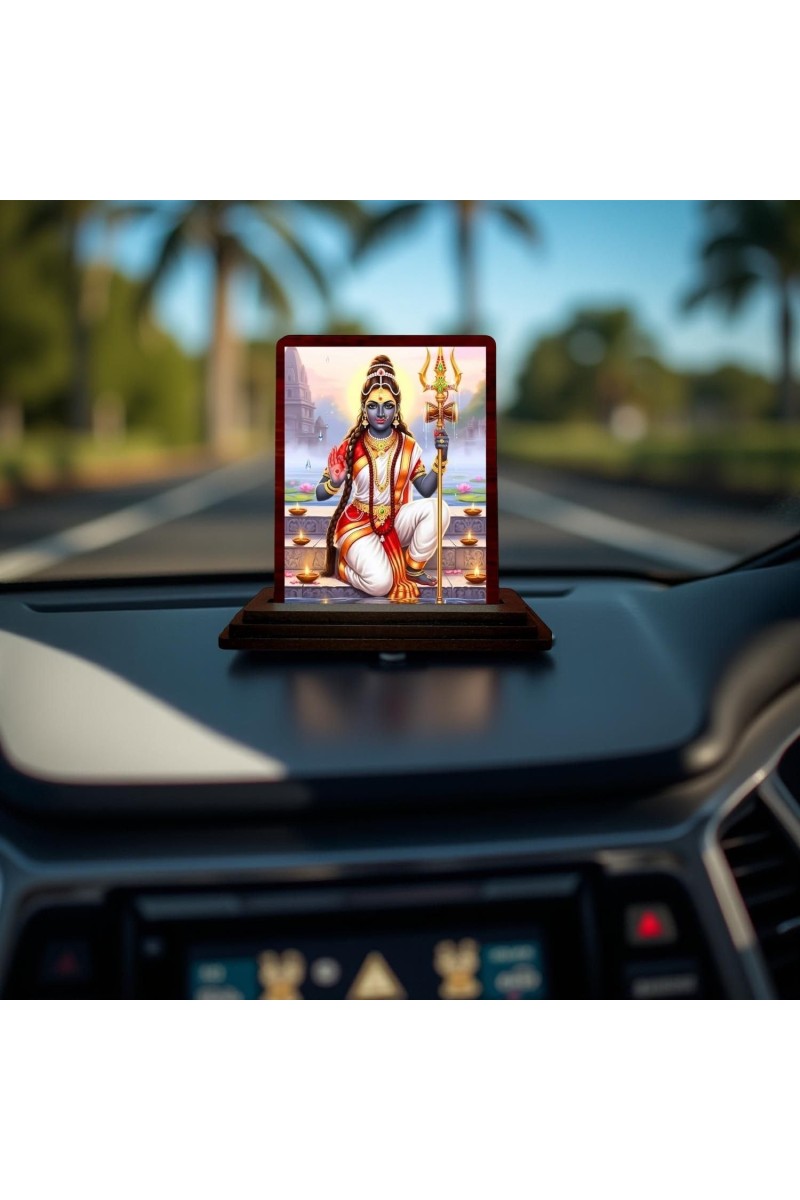 Car Desk/Table Top Lord Parvathi Maatha Wooden Photo Stand 3x4 Inches, Compact & Stylish Spiritual Display For Car, Home & Office (Pack Of 1) (F14416)