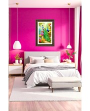 Two Peacock Big Photo Frame - 20x28 Inches For Home,Temple & Office Decoration (F10752)