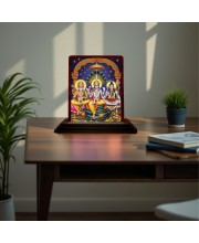 Car Desk/Table Top Lord Vishnu Shakar Brhma Wooden Photo Stand 3x4 Inches, Compact & Stylish Spiritual Display For Car, Home & Office (Pack Of 1) (F15165)