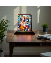 Car Desk/Table Top Lord Bal Krishna Wooden Photo Stand 3x4 Inches, Compact & Stylish Spiritual Display For Car, Home & Office (Pack Of 1) (F15131)