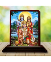 Car Desk/Table Top Lord Ram Siya Wooden Photo Stand 3x4 Inches, Compact & Stylish Spiritual Display For Car, Home & Office (Pack Of 1) (F15137)