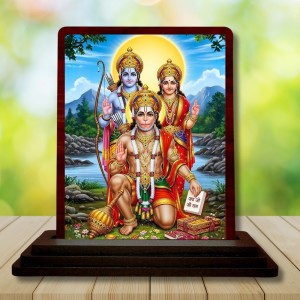 Car Desk/Table Top Lord Ram Siya Wooden Photo Stand 3x4 Inches, Compact & Stylish Spiritual Display For Car, Home & Office (Pack Of 1) (F15137)