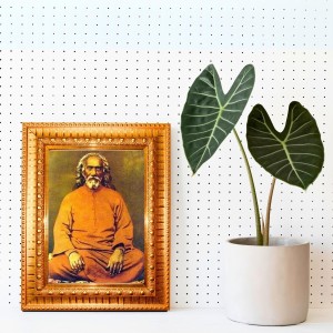 Swami Sri Yukteswar Giri Golden Designer Photo Frame | 10x14 Inch Religious Wall Hanging Frame For Home & Office Decoration | Hindu Deity Spiritual Gift Item
