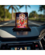 Car Desk/Table Top Lord Krishna Wooden Photo Stand 3x4 Inches, Compact & Stylish Spiritual Display For Car, Home & Office (Pack Of 1) (F14430)
