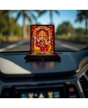 Car Desk/Table Top Goddess Lakshmi Wooden Photo Stand 3x4 Inches, Compact & Stylish Spiritual Display For Car, Home & Office (Pack Of 1) (F14166)