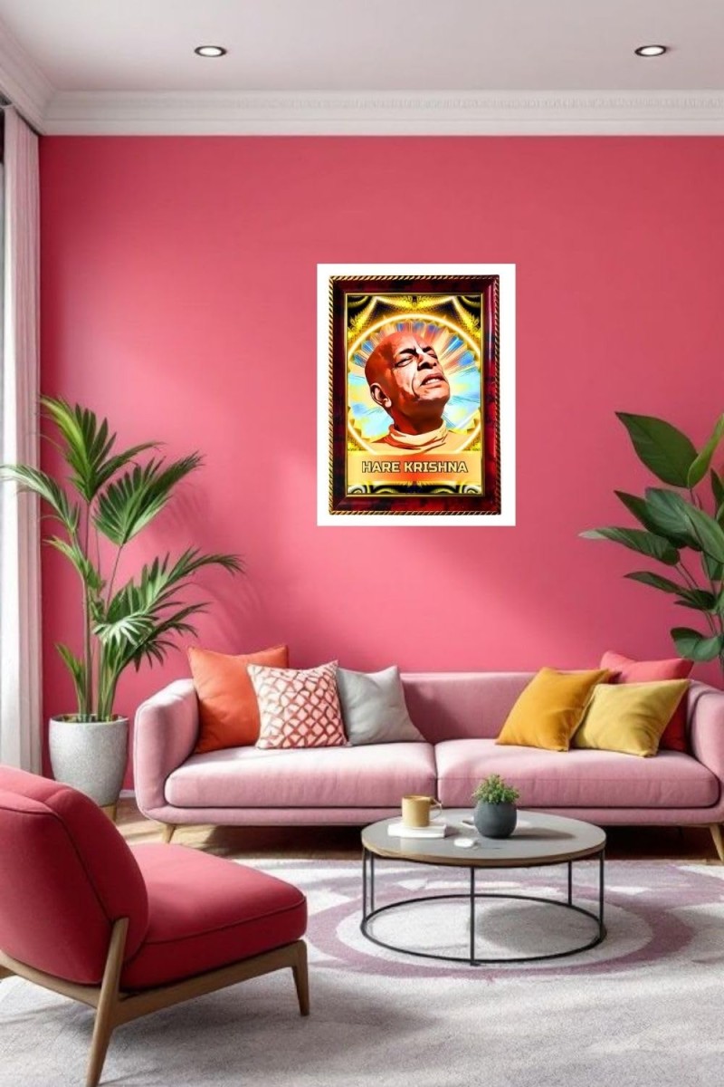 Swami Srila Prabhupada Ji Photo Frame For Wall & Table | 7x9 Inch Golden Cherry Finish | Decorative Swami Srila Prabhupada Ji Photo Frame For Home, Office & Pooja Room (F11531)