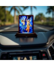 Car Desk/Table Top Gaura Nitai Wooden Photo Stand 3x4 Inches, Compact & Stylish Spiritual Display For Car, Home & Office (Pack Of 1) (F14510)