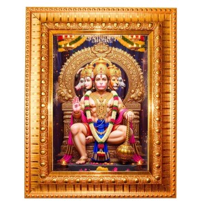 Panchamukhi Hanuman Golden Designer Photo Frame | 12x16 Inch Religious Wall Hanging Frame For Home & Office Decoration | Hindu Deity Spiritual Gift Item Panchamukhi Hanuman Golden Designer Photo Frame | 12x16 Inch Religious Wall Hanging Frame For Home & Office Decoration | Hindu Deity Spiritual Gift Item