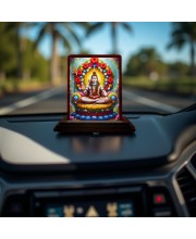 Car Desk/Table Top Lord Shiva Wooden Photo Stand 3x4 Inches, Compact & Stylish Spiritual Display For Car, Home & Office (Pack Of 1) (F14182)