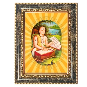 Goswami Tulsidas Spiritual Guru Digital Photo In Designer Frame, Size 10x16 Inch | Hindu Religious Picture For Home Temple, Office & Gift | Wall Art & Pooja Decor (F10440)