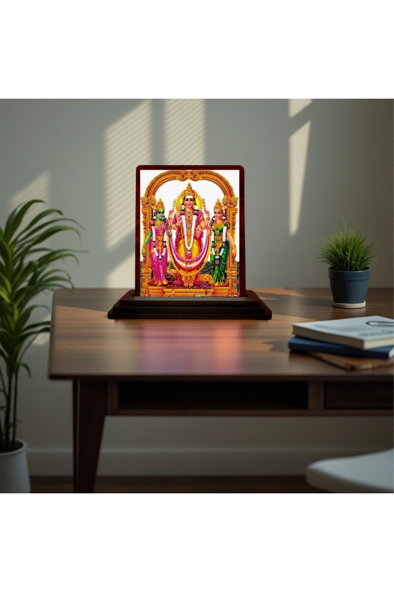 Car Desk/Table Top Lord Murgun Wooden Photo Stand 3x4 Inches, Compact & Stylish Spiritual Display For Car, Home & Office (Pack Of 1) (F15177)