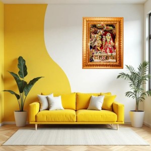Radha And Krishna Golden Designer Photo Frame | 10x14 Inch Religious Wall Hanging Frame For Home & Office Decoration | Hindu Deity Radha And Krishna Spiritual Gift Item Radha And Krishna Golden Designer Photo Frame | 10x14 Inch Religious Wall Hanging Frame For Home & Office Decoration | Hindu Deity Radha And Krishna Spiritual Gift Item
