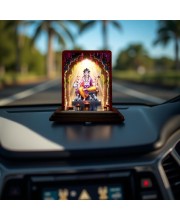 Car Desk/Table Top Lord Dattatreya Wooden Photo Stand 3x4 Inches, Compact & Stylish Spiritual Display For Car, Home & Office (Pack Of 1) (F14338)