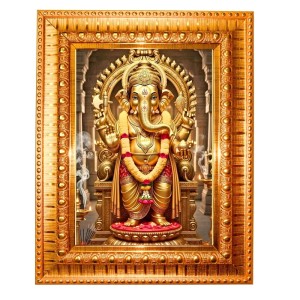 Lord Ganesha Golden Designer Photo Frame | 18x22 Inch Religious Wall Hanging Frame For Home & Office Decoration | Hindu Deity Spiritual Gift Item Lord Ganesha Golden Designer Photo Frame | 18x22 Inch Religious Wall Hanging Frame For Home & Office Decoration | Hindu Deity Spiritual Gift Item
