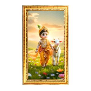 Little Krishna Digital Golden Color Photo Frame | Hindu Religious Wall Decor | 8x15 Inches - Inspirational Wall Art For Office, Home Decor - Ideal Spiritual Gift (F10271) Little Krishna Digital Golden Color Photo Frame | Hindu Religious Wall Decor | 8x15 Inches - Inspirational Wall Art For Office, Home Decor - Ideal Spiritual Gift (F10271)