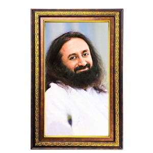 Sri Sri Ravi Shankar Digital Golden Balck Color Photo Frame | Hindu Religious Wall Decor | 10x16 Inches - Inspirational Wall Art For Office, Home Decor - Ideal Spiritual Gift (F16610)