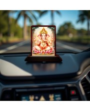 Car Desk/Table Top Lord Ganesha Wooden Photo Stand 3x4 Inches, Compact & Stylish Spiritual Display For Car, Home & Office (Pack Of 1) (F14538)