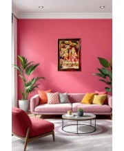 Radha Krishna Photo Frame For Wall & Table | 7x9 Inch Golden Cherry Finish | Decorative Radha Krishna Photo Frame For Home, Office & Pooja Room (F11642)