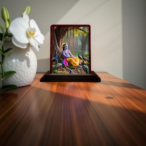 Car Desk/Table Top Lord Krishna Wooden Photo Stand 3x4 Inches, Compact & Stylish Spiritual Display For Car, Home & Office (Pack Of 1) (F14402) Car Desk/Table Top Lord Krishna Wooden Photo Stand 3x4 Inches, Compact & Stylish Spiritual Display For Car, Home & Office (Pack Of 1) (F14402)