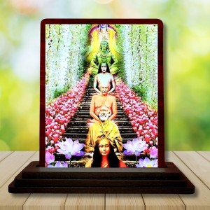 Car Desk/Table Top Mahavathar Babaji Wooden Photo Stand 3x4 Inches, Compact & Stylish Spiritual Display For Car, Home & Office (Pack Of 1) (F14320)