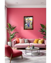 Radha Rani Ji Photo Frame For Wall & Table | 7x9 Inch Golden Cherry Finish | Decorative Radha Rani Ji Photo Frame For Home, Office & Pooja Room (F11644)