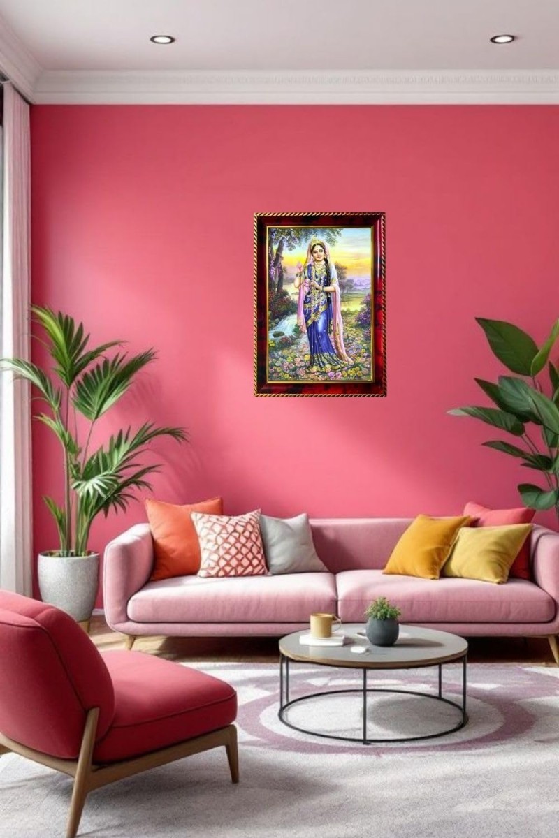 Radha Rani Ji Photo Frame For Wall & Table | 7x9 Inch Golden Cherry Finish | Decorative Radha Rani Ji Photo Frame For Home, Office & Pooja Room (F11644)