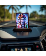 Car Desk/Table Top Lord Dattatreya Wooden Photo Stand 3x4 Inches, Compact & Stylish Spiritual Display For Car, Home & Office (Pack Of 1) (F14164)