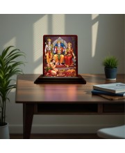 Car Desk/Table Top Lord Ram Siya Wooden Photo Stand 3x4 Inches, Compact & Stylish Spiritual Display For Car, Home & Office (Pack Of 1) (F15144)