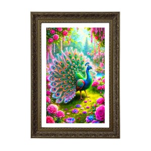Peacock Big Photo Frame - 20x28 Inches For Home,Temple & Office Decoration (F10685)